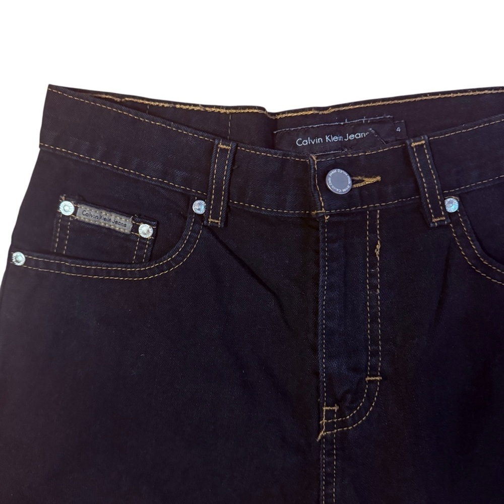Vintage Calvin Klein Black Denim Mid Shorts Size 4 - Picture 3 of 4